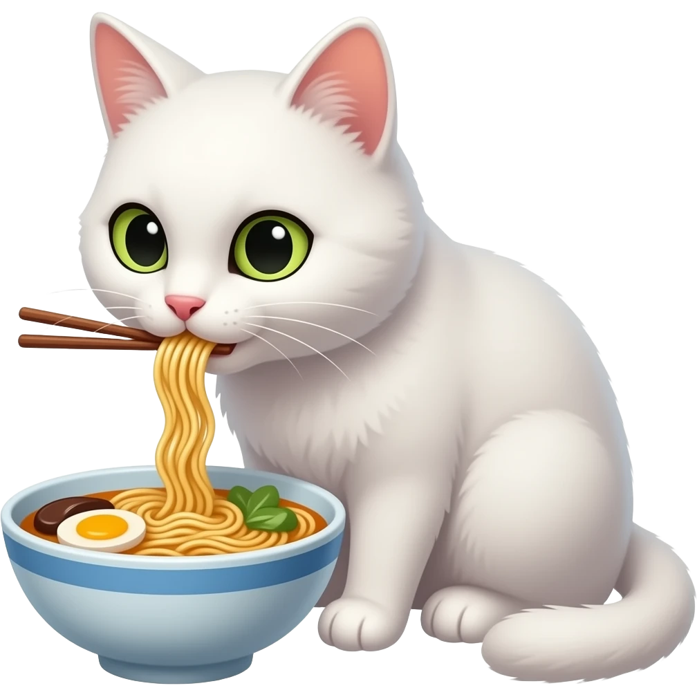 white cat ramen emoji