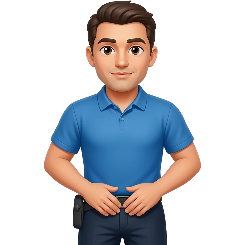 coach in a blue shirt checks own groin area emoji