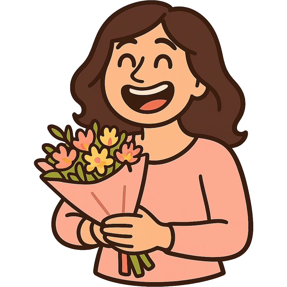Create a cartoon sticker in Flat Toon style with a happy expression, transparent background. emoji