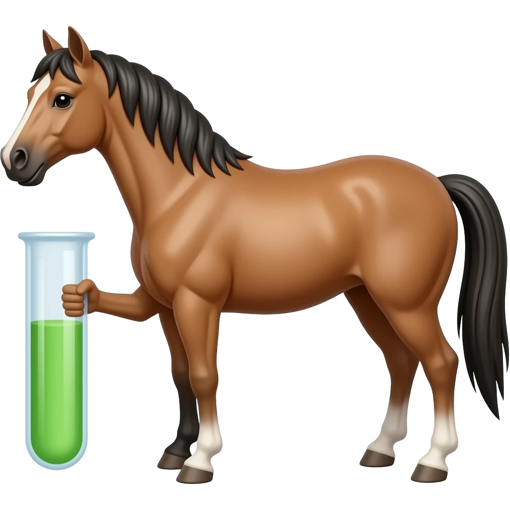 Test tube with legs on a horse emoji