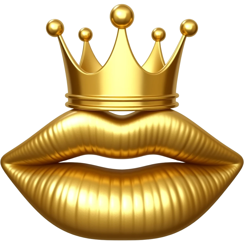 Labbra d’oro con una corona sopra con brillanti emoji