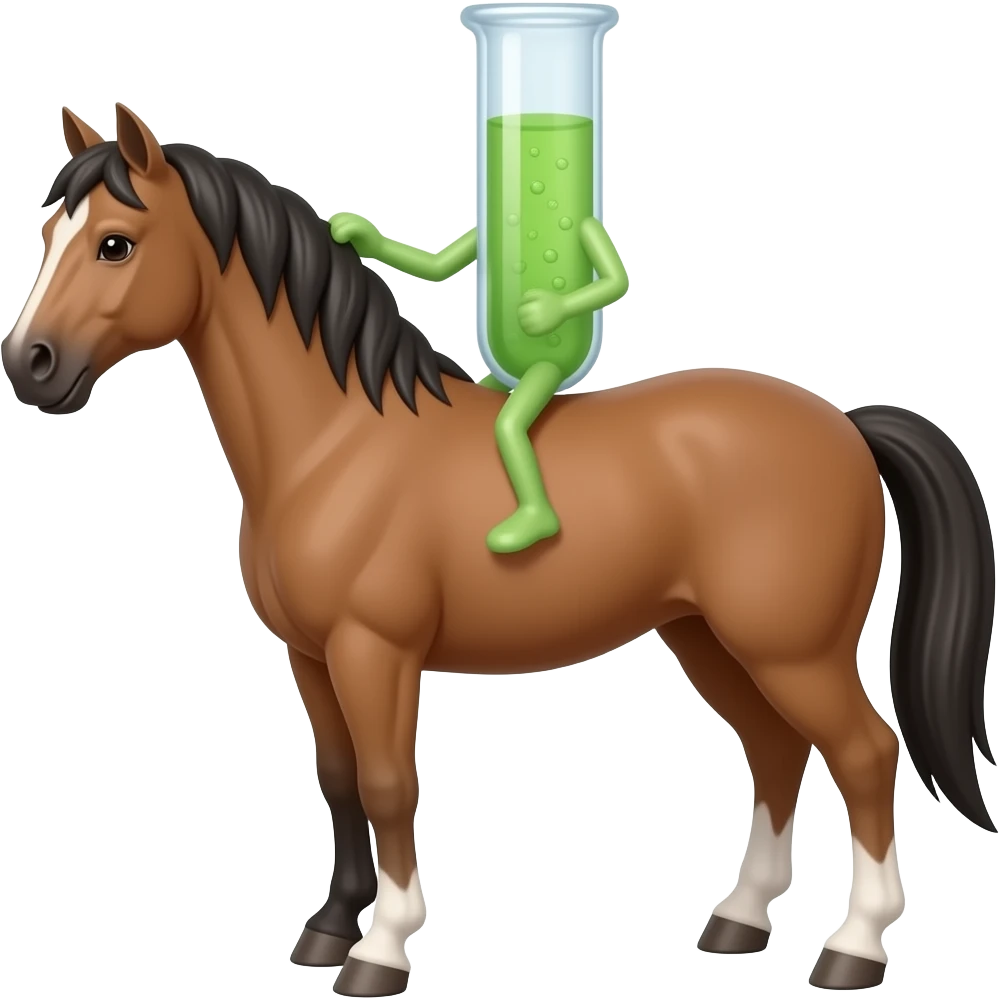 Test tube with legs on a horse emoji