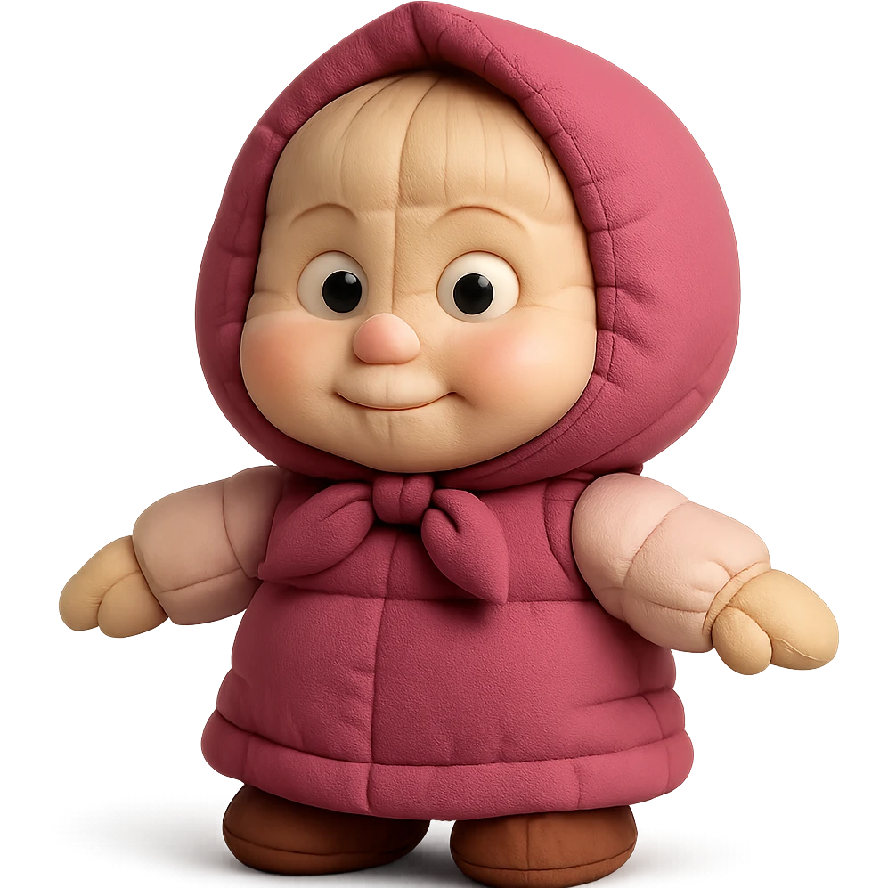 Masha from Masha and the Bear, standing still, no pose, no bear emoji