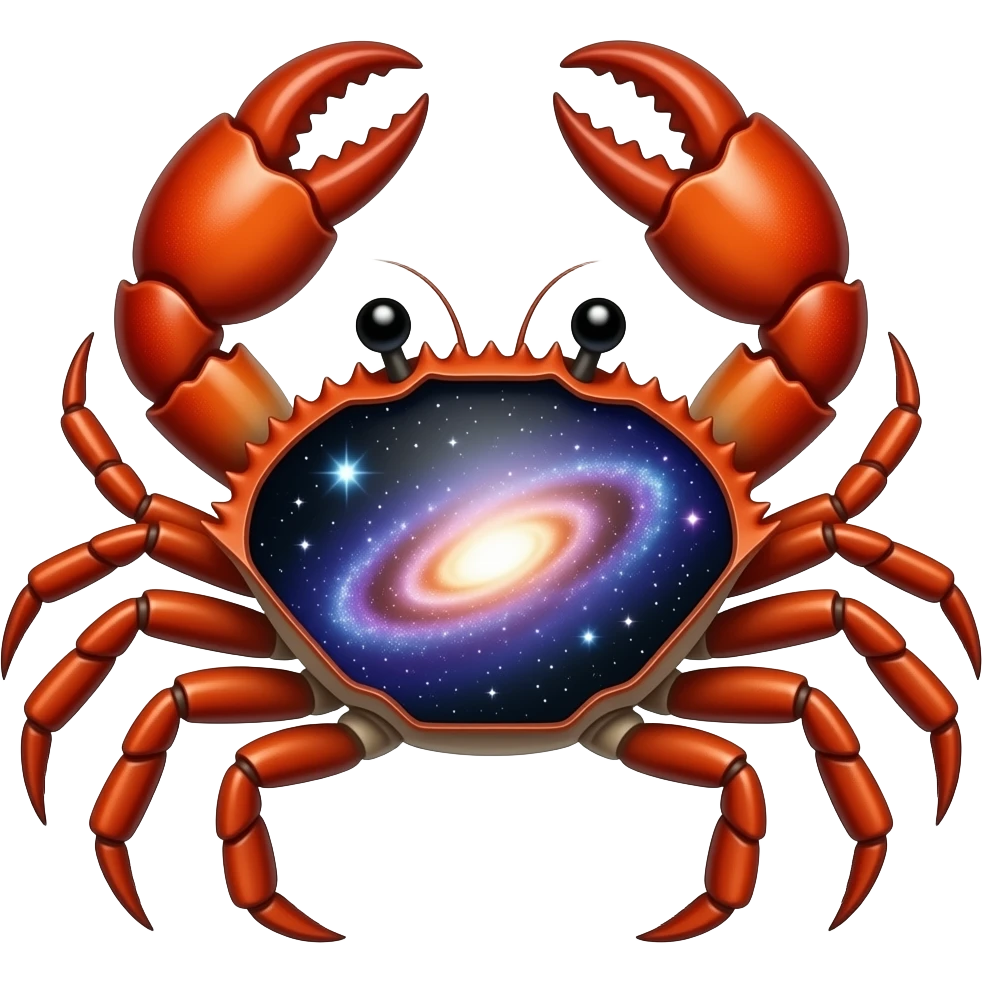 A crab with the whole galaxy inside facing forward emoji