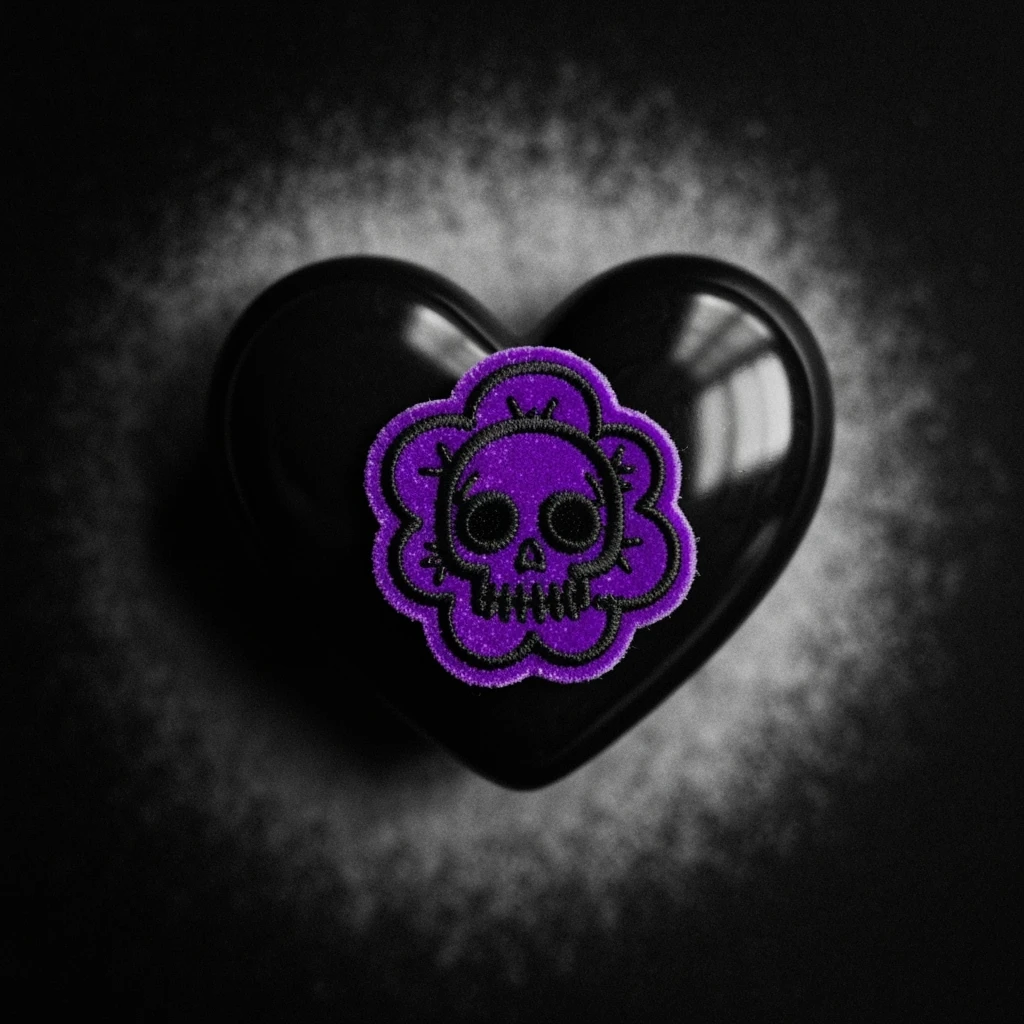cute emo heart with a stitched patch emoji
