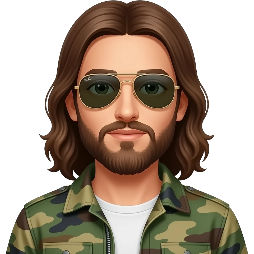 Jesus Christ wearing Ray-Ban aviator  outdoorsman and army jacket emoji