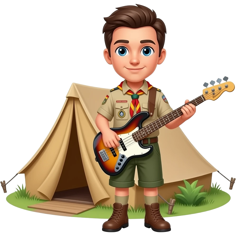 deutscher boyscout mit   bass und zelt emoji