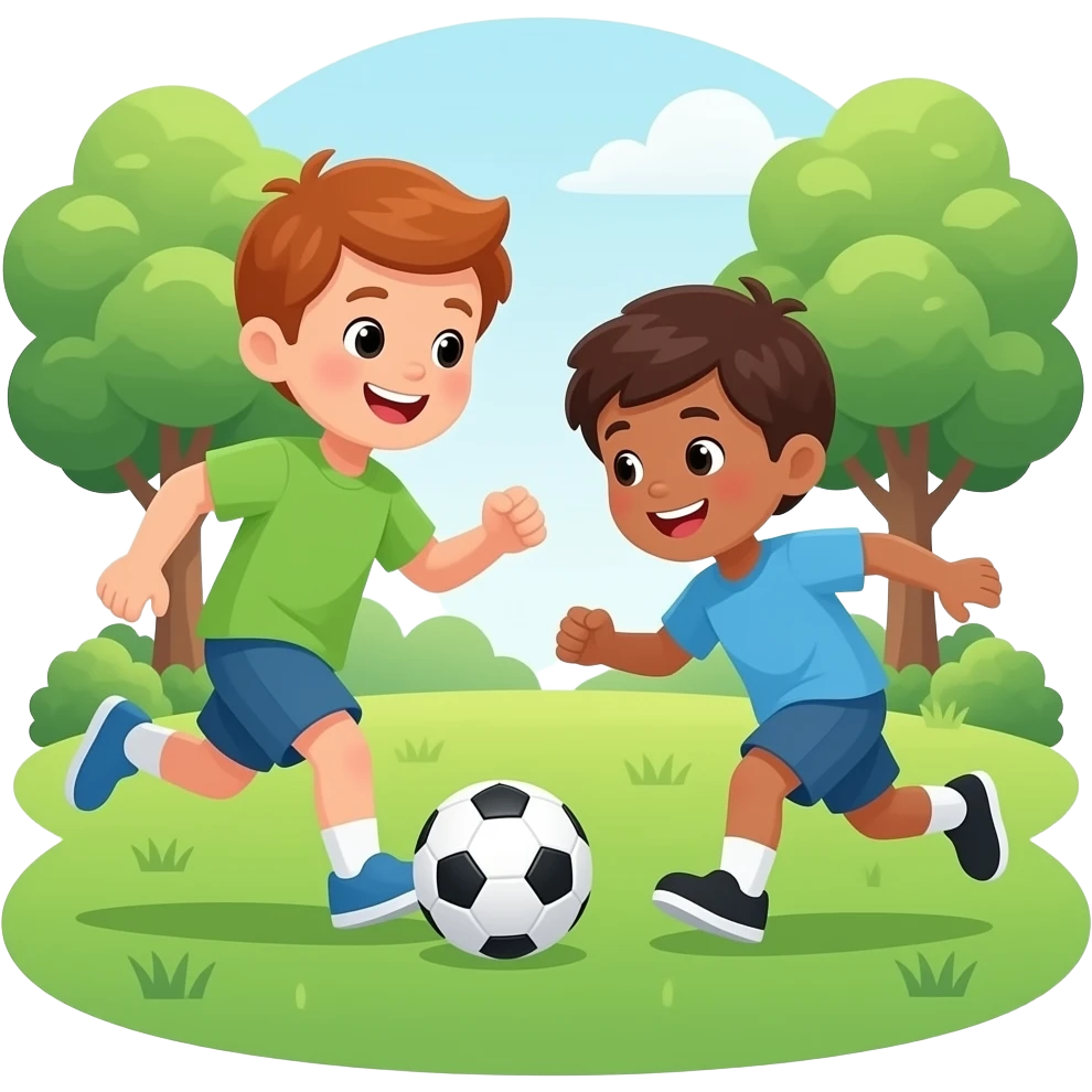 kids playing football in the park emoji
