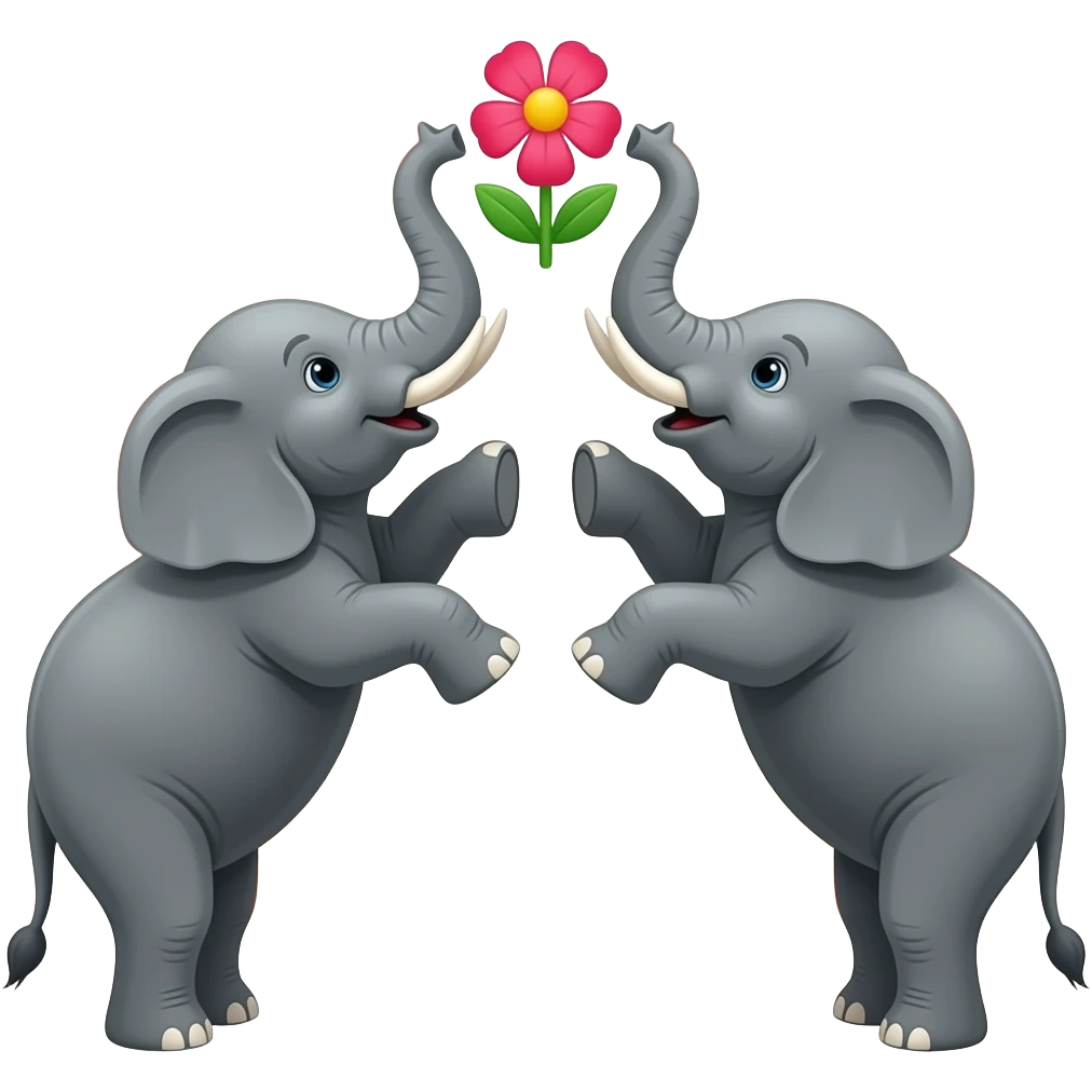 2 ELEPHENT RISING THE 2 LEG AND CENTER FLOWER IS PLACED BACKGROUND STRIP OF RED YELLOW AND RED emoji