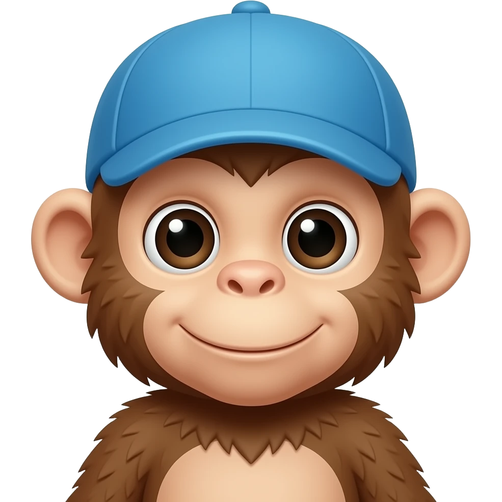 baby monkey wearing blue hat, closeup bust size emoji