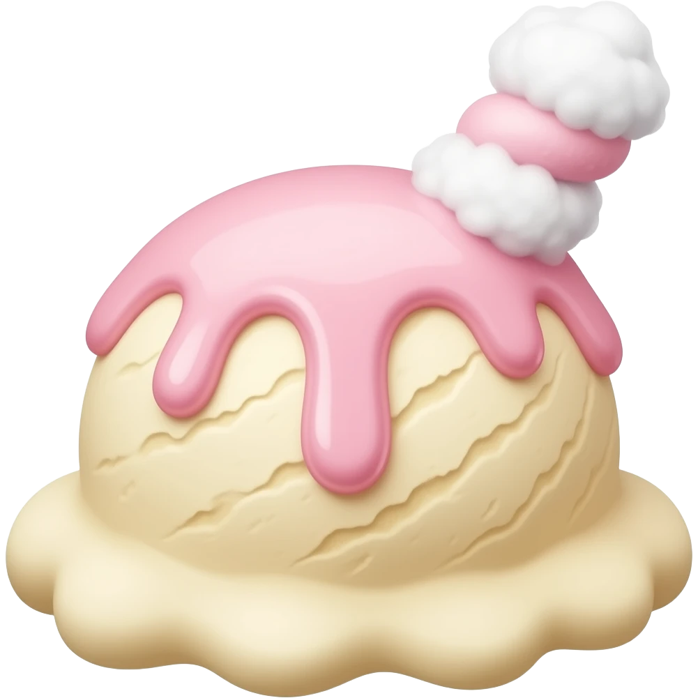 icecream with cottoncandy syrup and cotton candy sticking out of it emoji