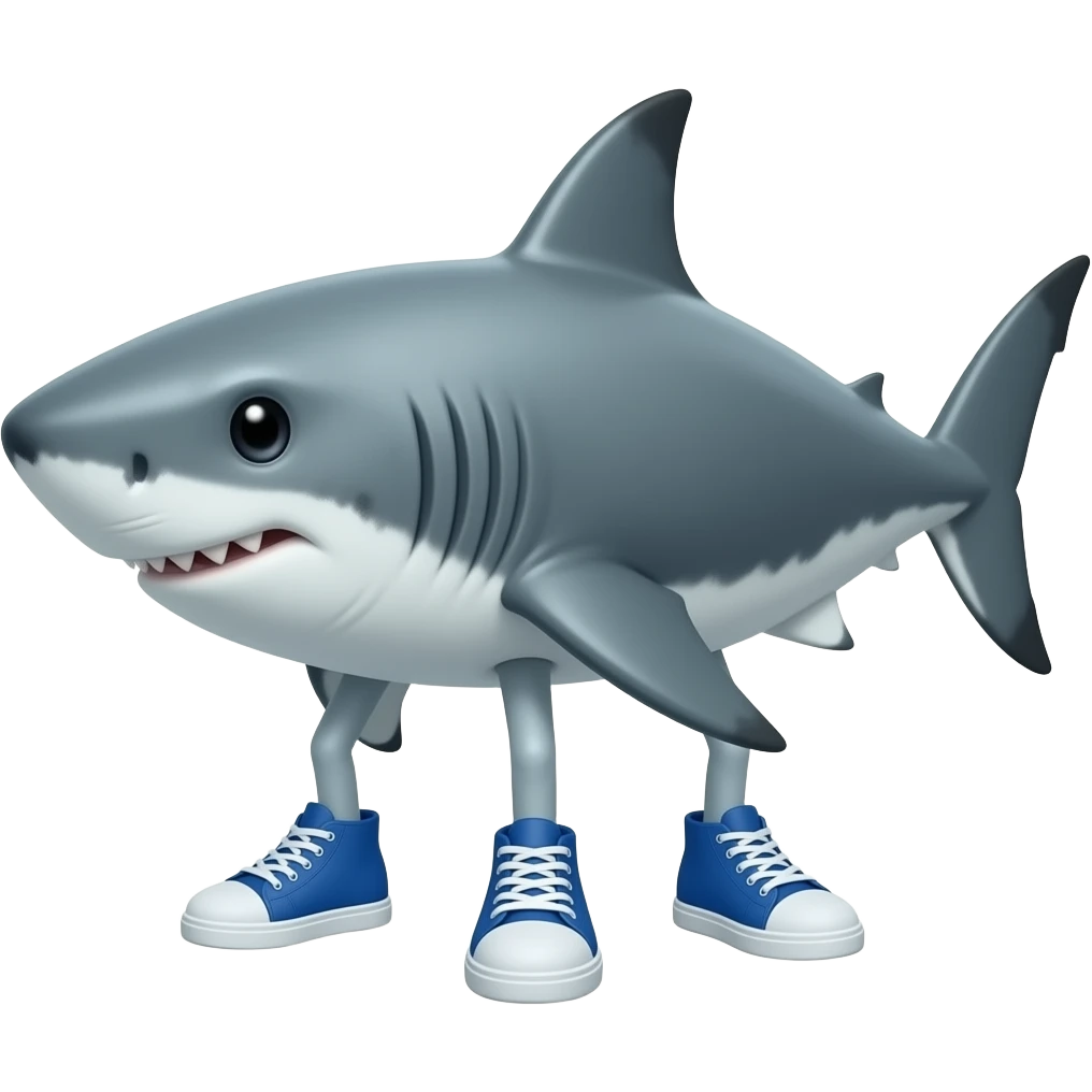 Tiburón con tres piernas co zapatillas azules emoji