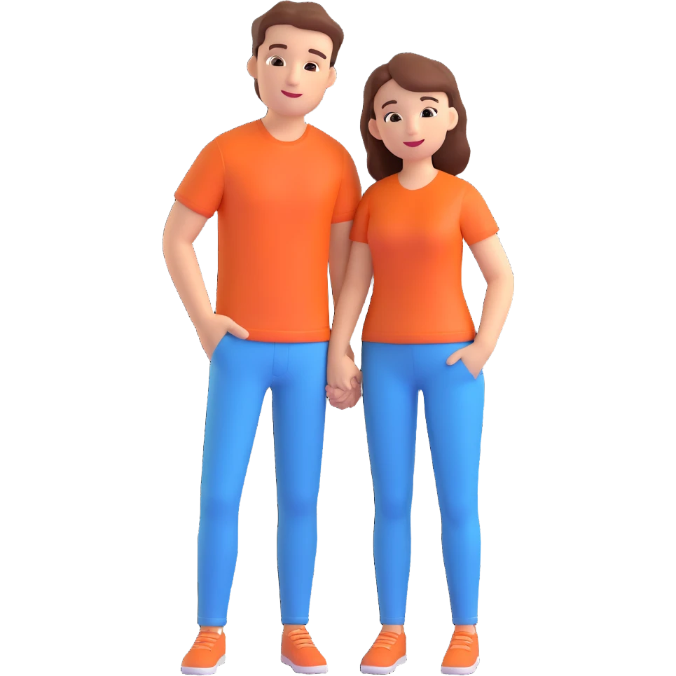 couple posing, close up pose, living room background emoji