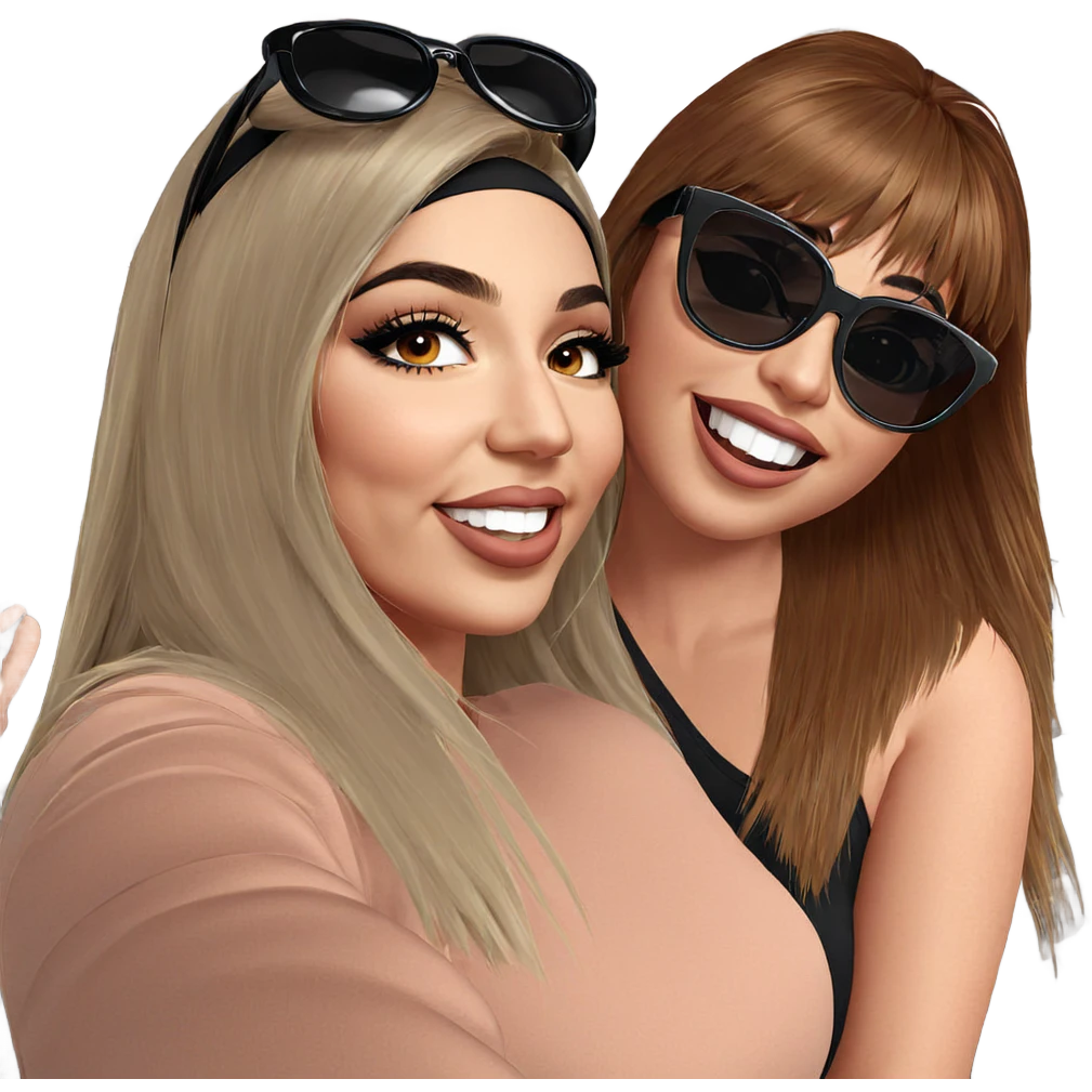 happy girls with sunglasses emoji