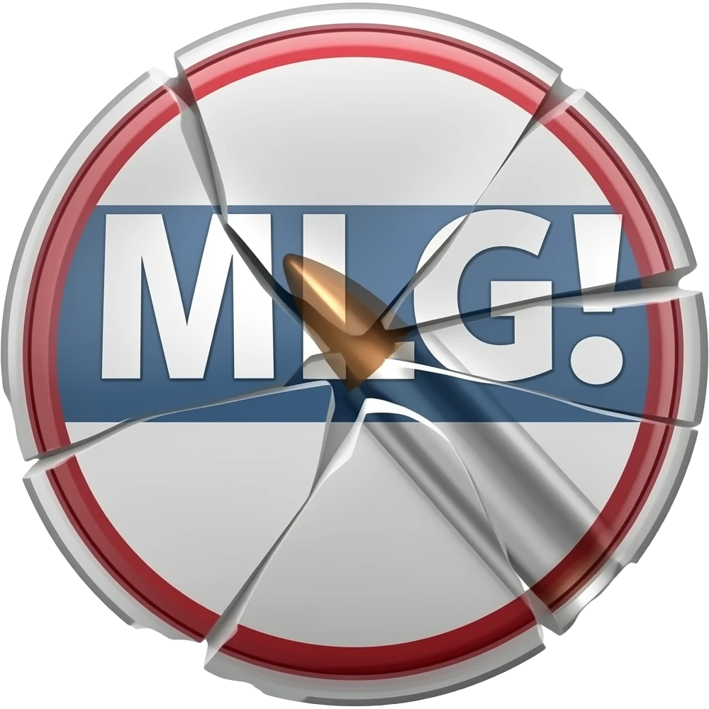 Надпись MLG! и ломается от пули пронзённой emoji