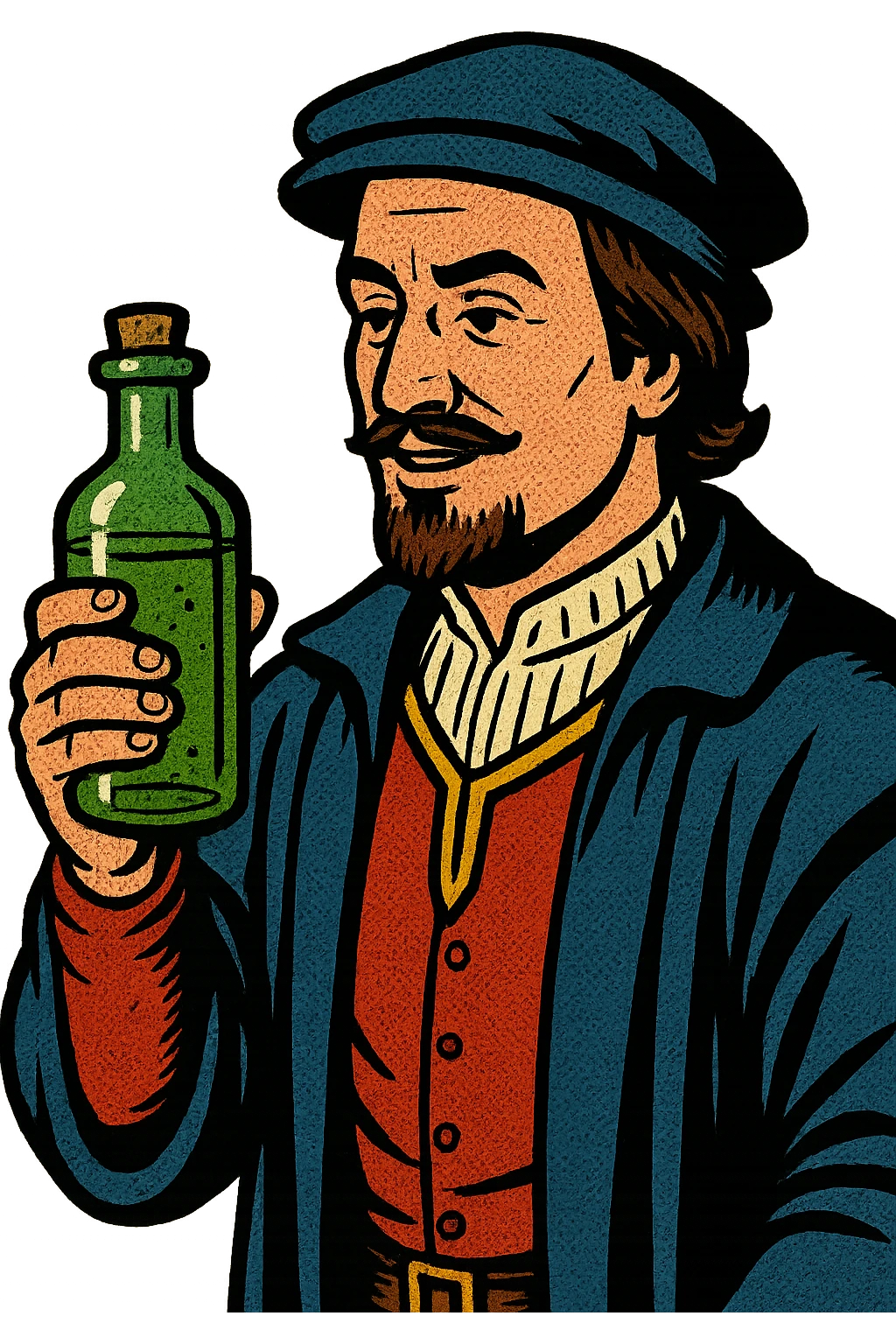 A male doctor from tudor england with his herbal medicine bottle emoji