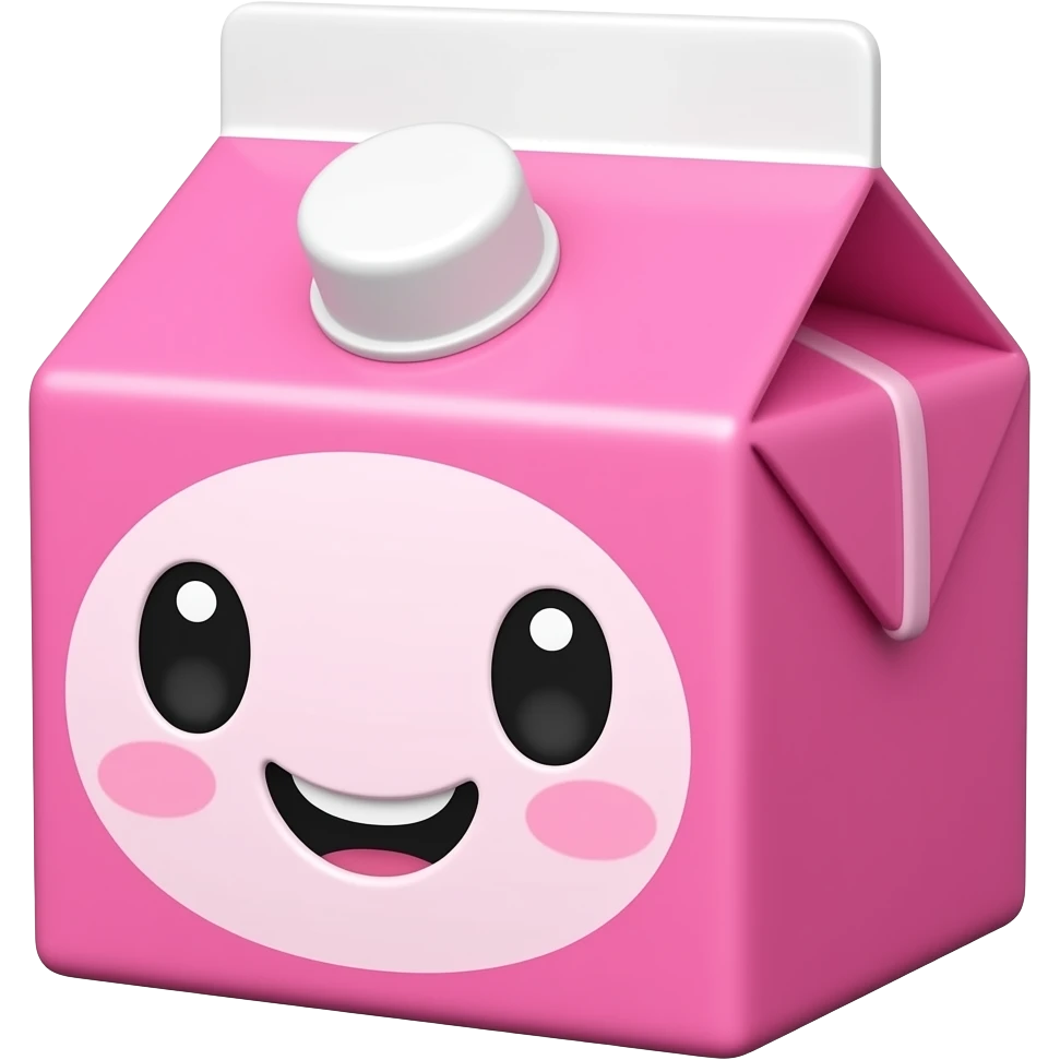 Pink Kawaii juice box with happy face emoji