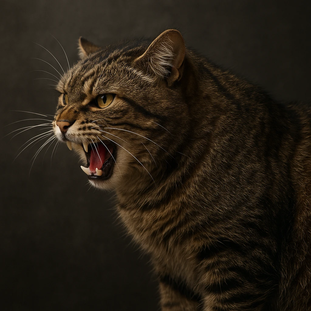 angry cat side view, realistic style emoji