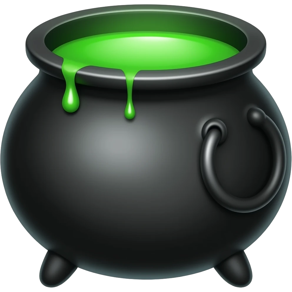 black witch caldron with green liquid emoji