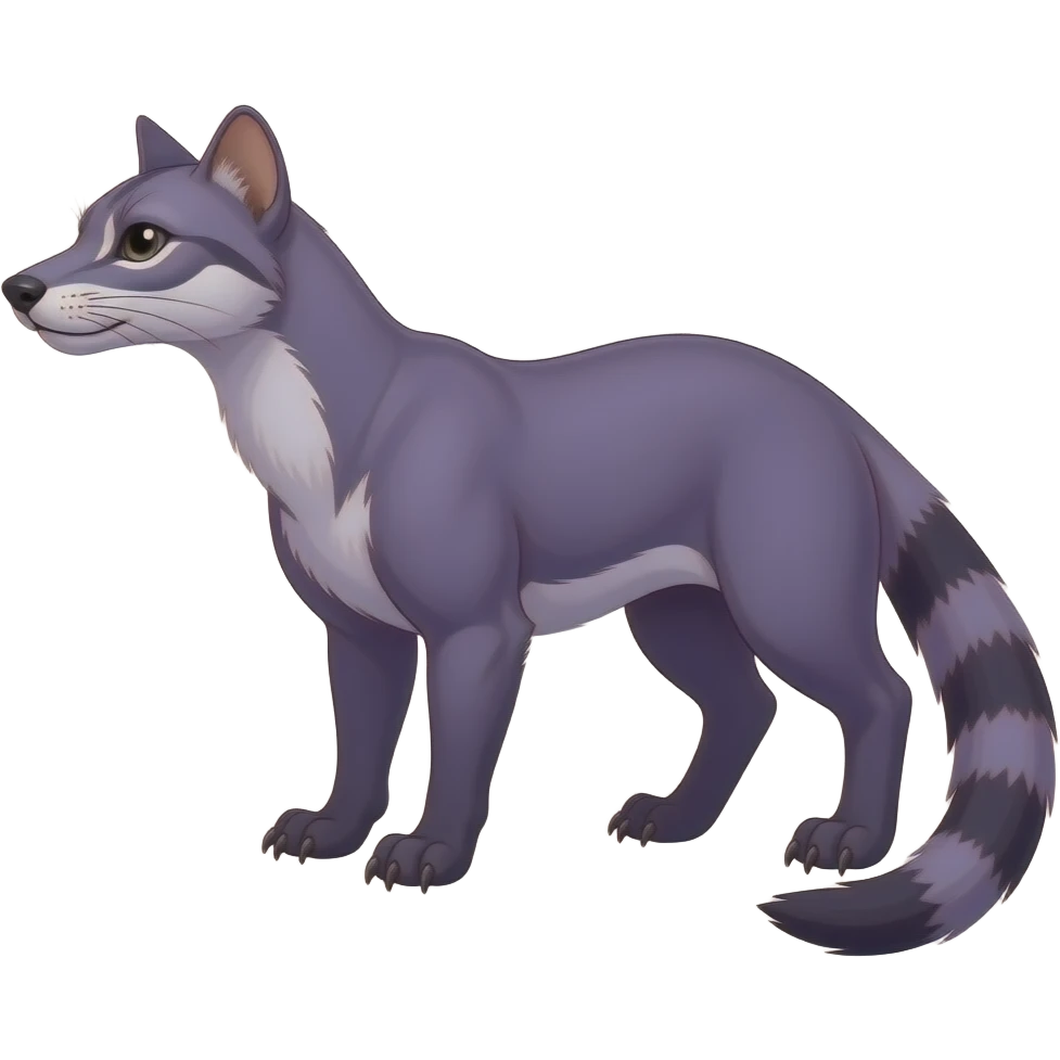 Purple genet-Fossa-civet-Feli-mustelid-creature-hybrid, full body emoji