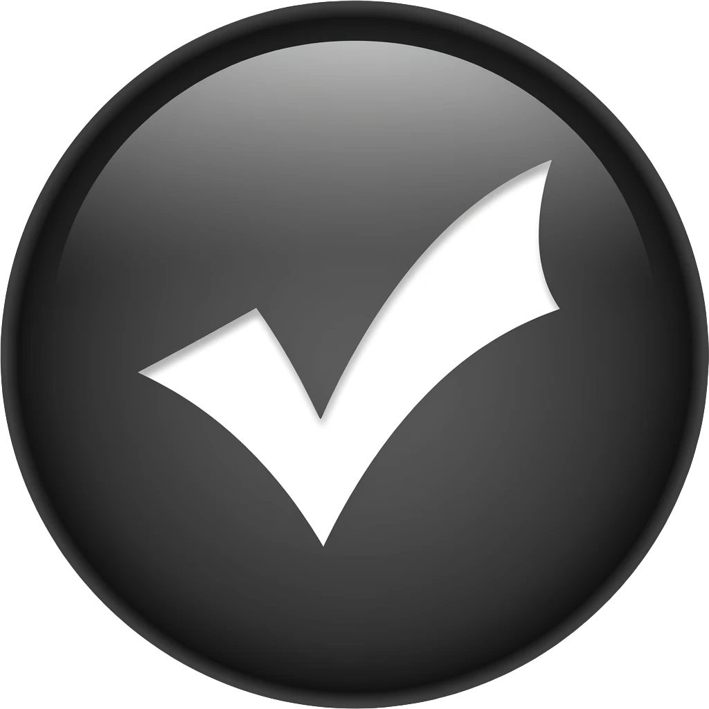 A full black  circle  with a white  check mark in the middle emoji