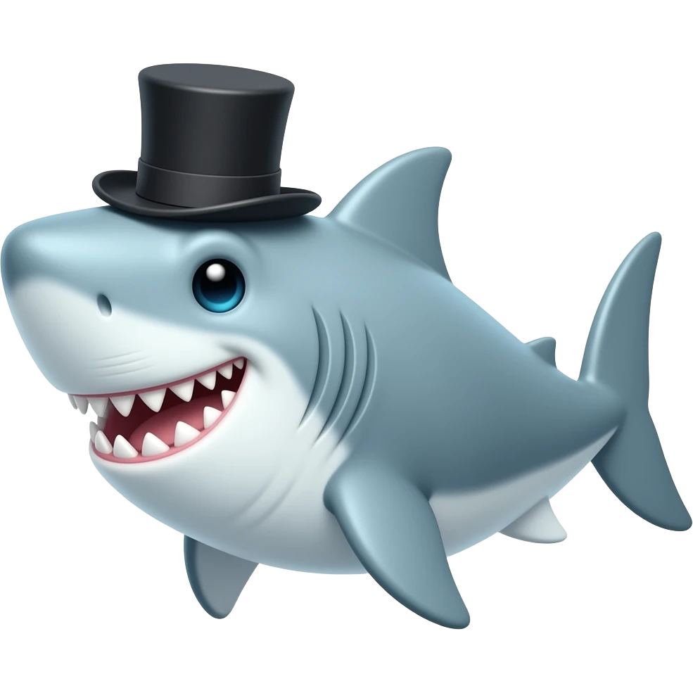 Shark with a top hat emoji