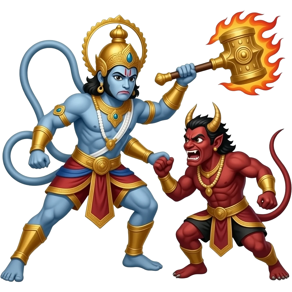 Lord hanuman killing  demomn emoji