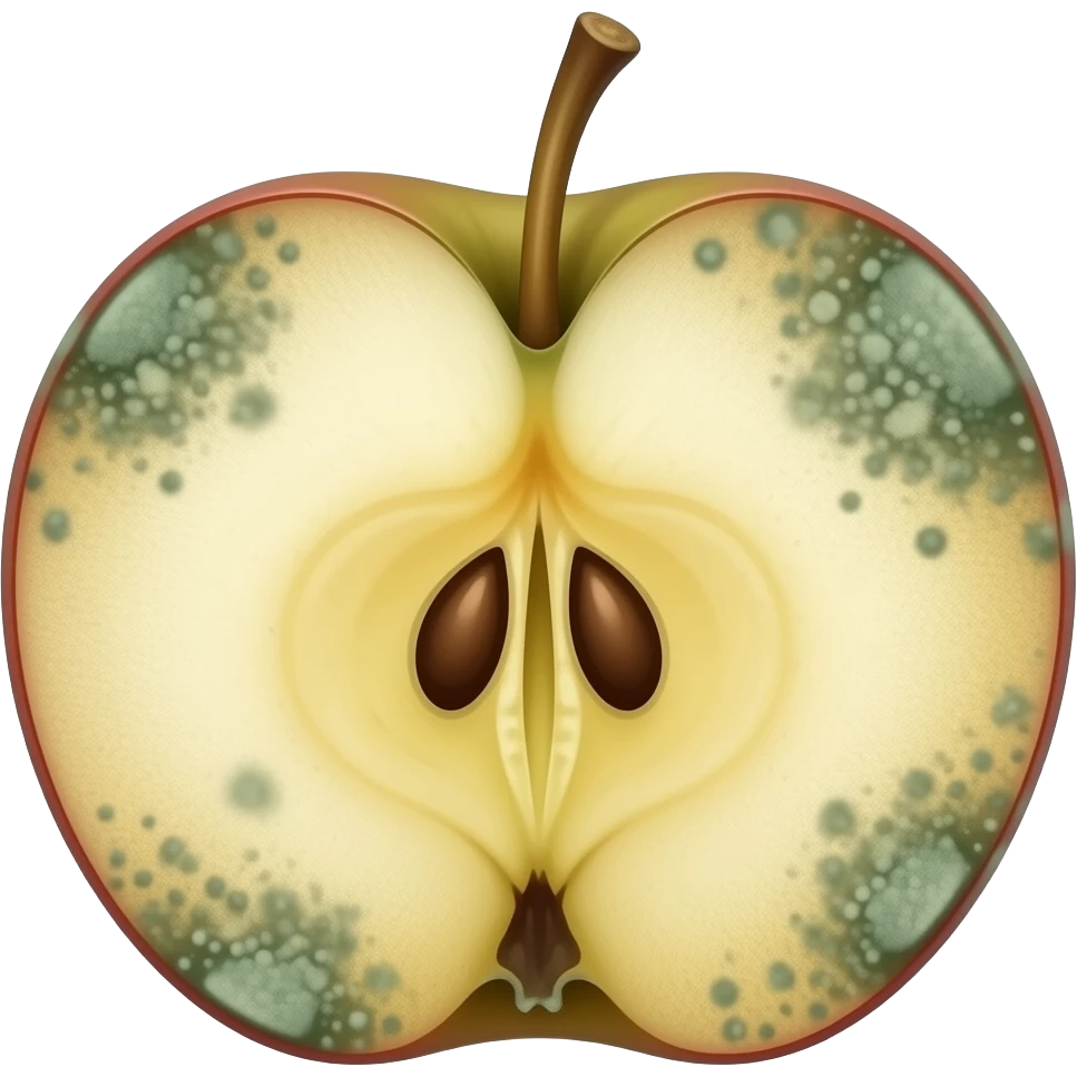 A moldy, rotten, stinky piece of apple emoji