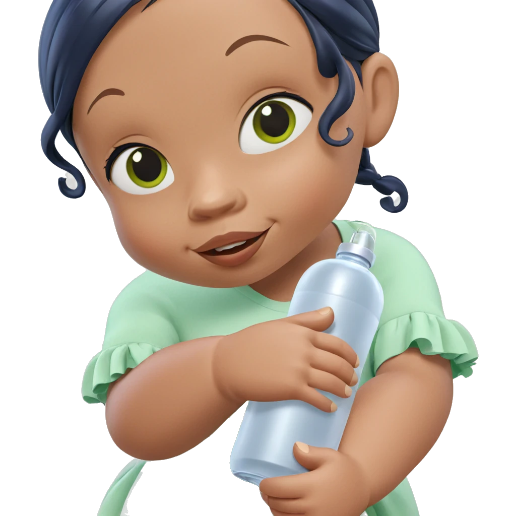 girl in green dress holding bottle emoji