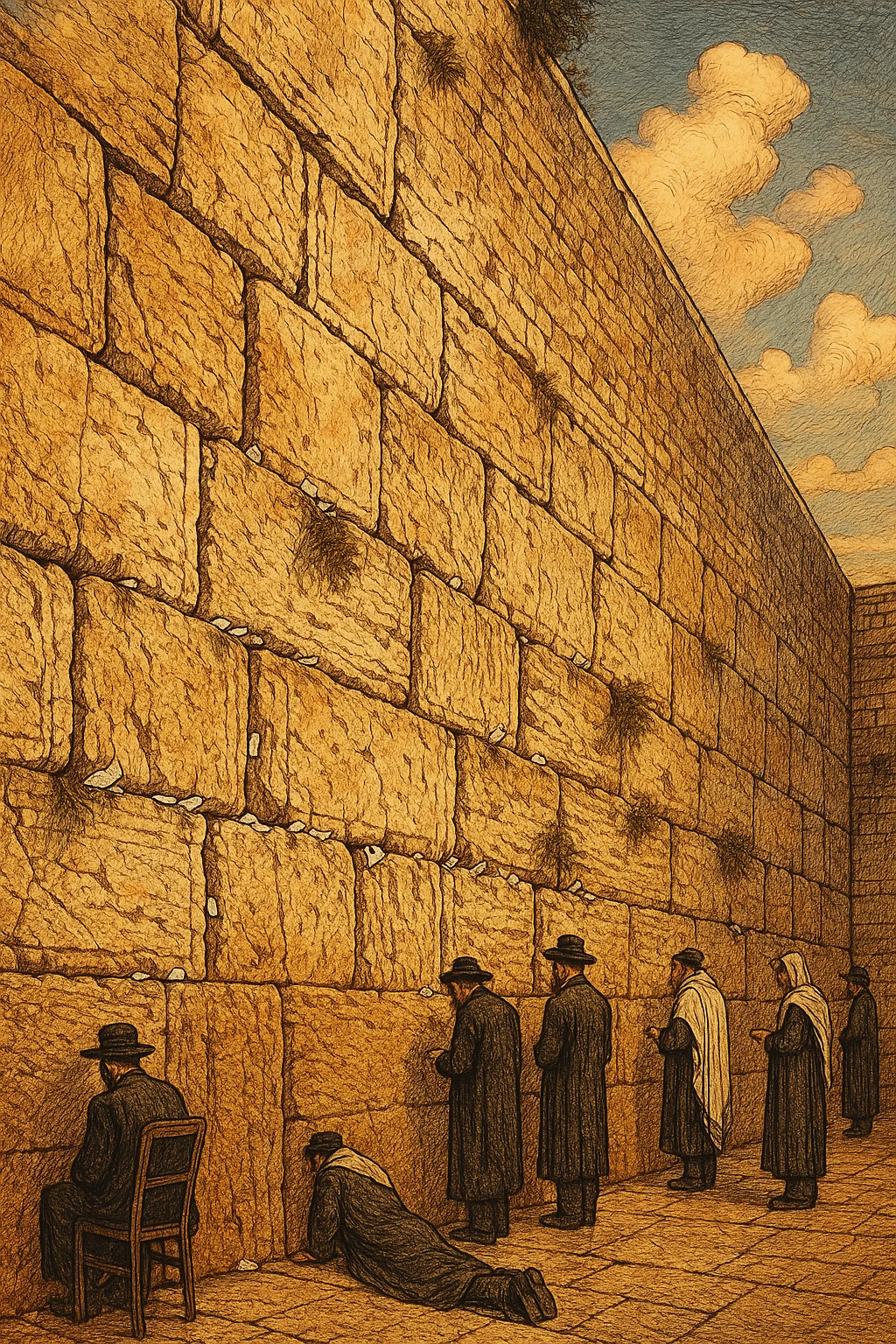 illustration of the Kotel (Western Wall), style 4, detailed, artistic emoji