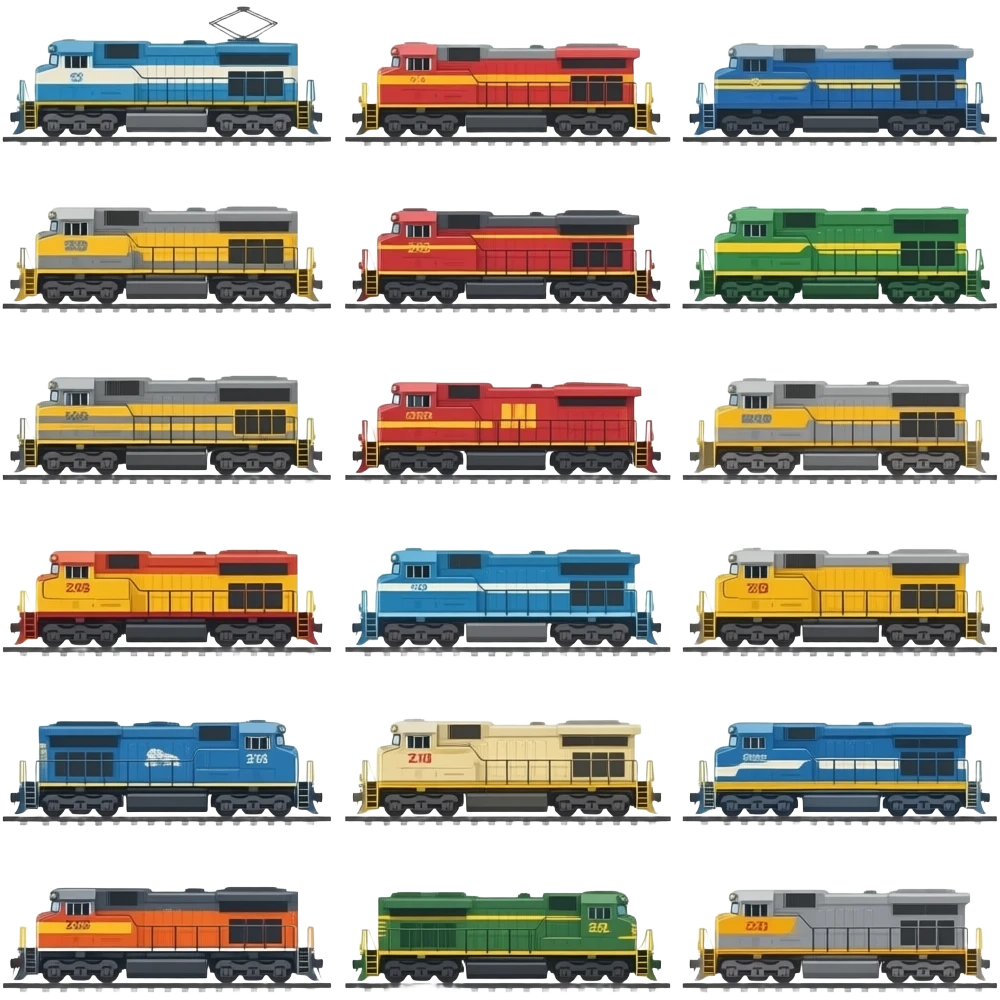 100 trains of many types emoji