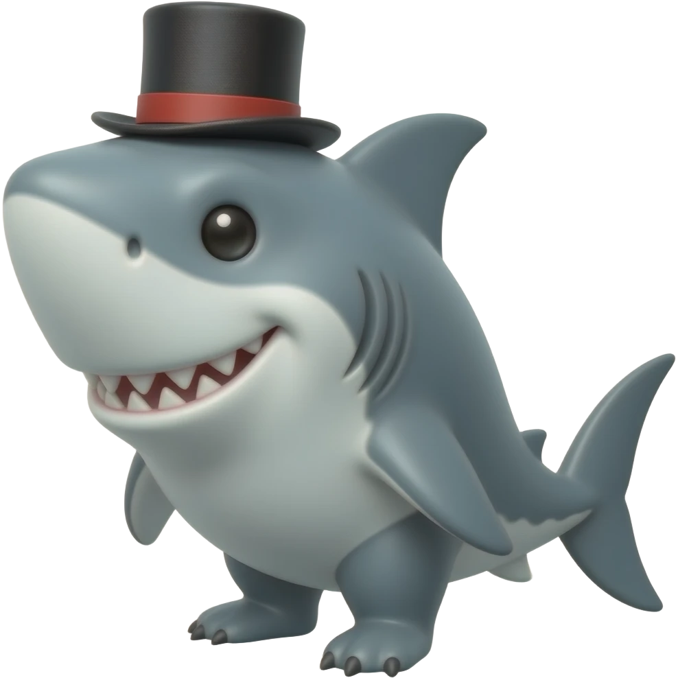 Shark with a top hat emoji