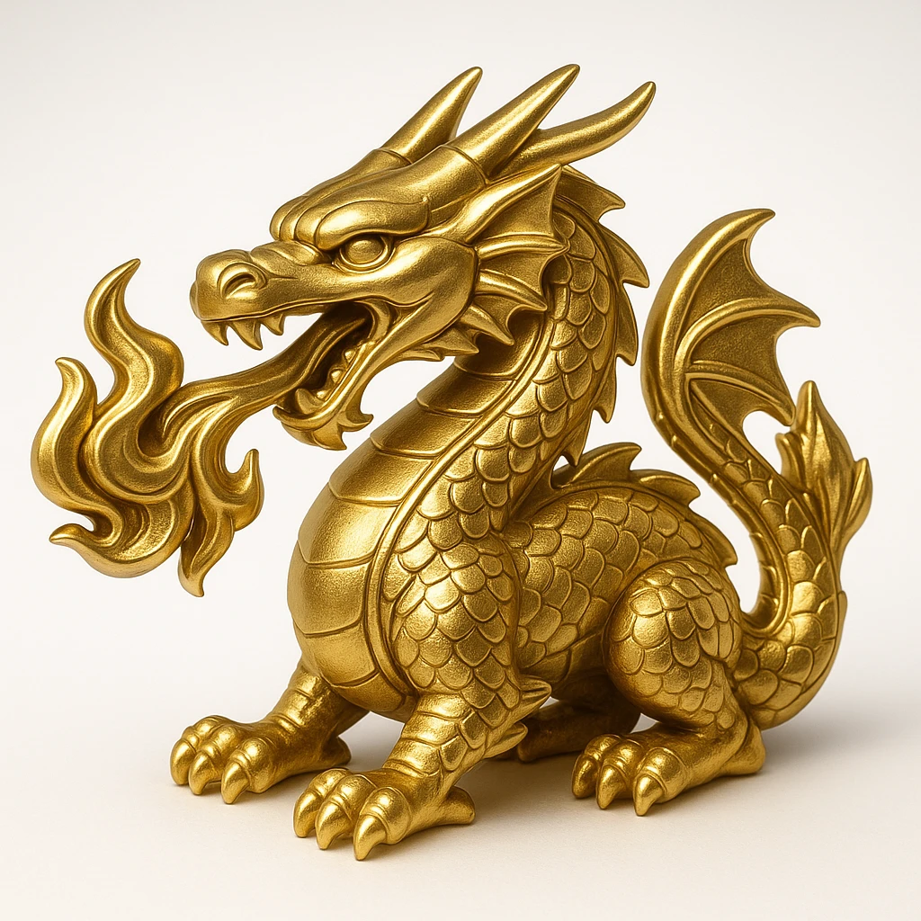 golden dragon icon style breathing fire emoji