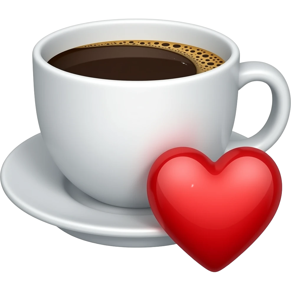Combine café e um coração emoji