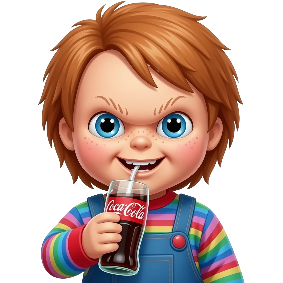 Chucky drinking diet Coke emoji