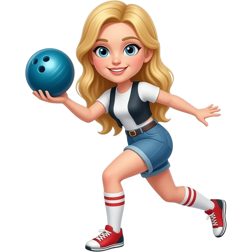 pixie blonde hair woman bowling ball emoji