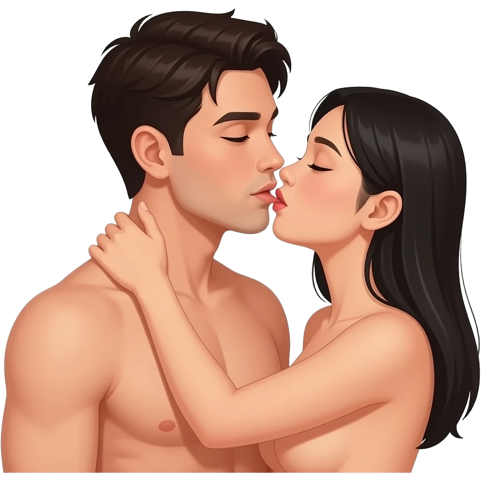 Naked man having sex with naked asian women emoji
