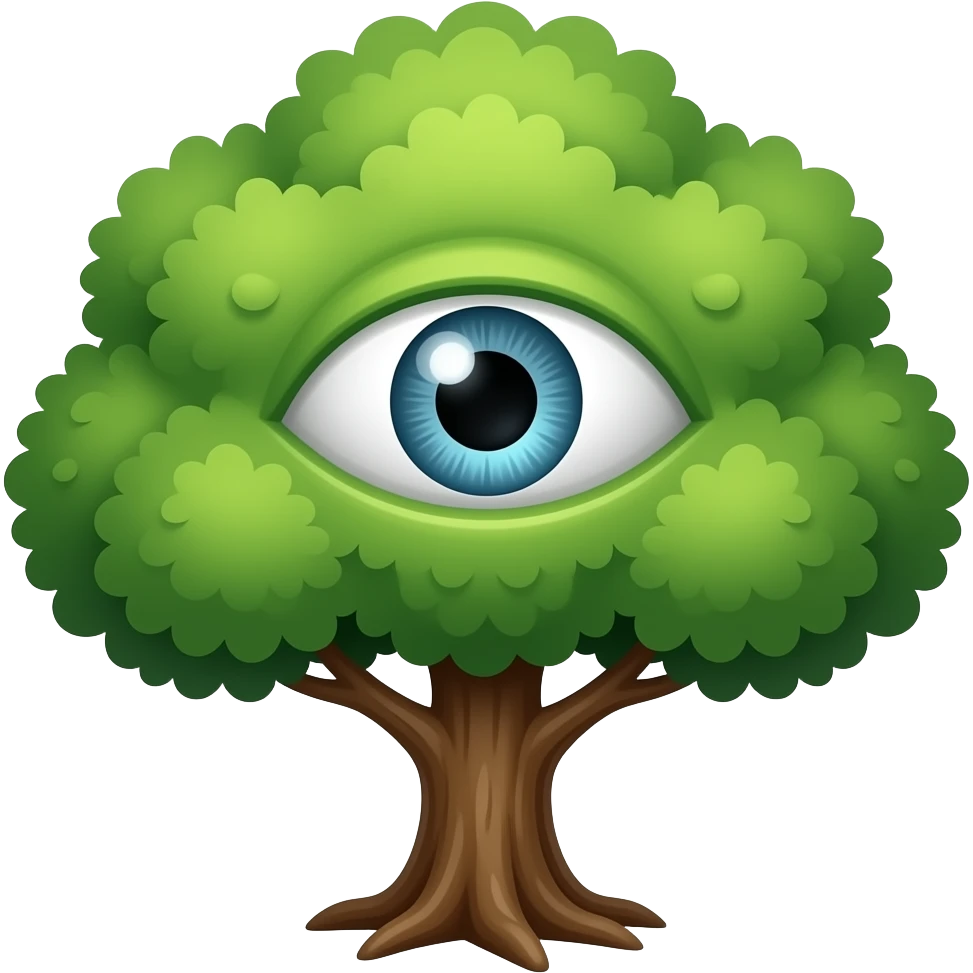 Living tree with one single eye emoji