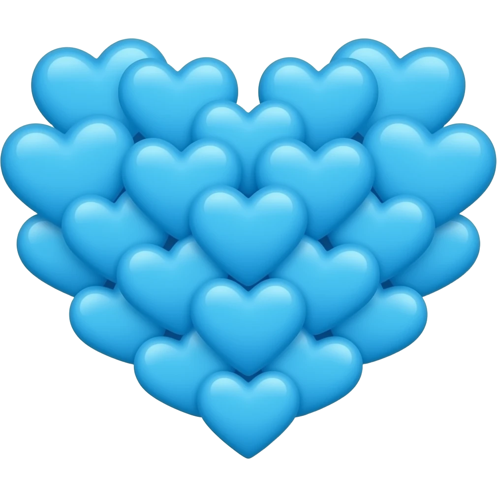 many cute and pretty 2D azure hearts🩵 disposed perfectly in a perfect heart shape emoji