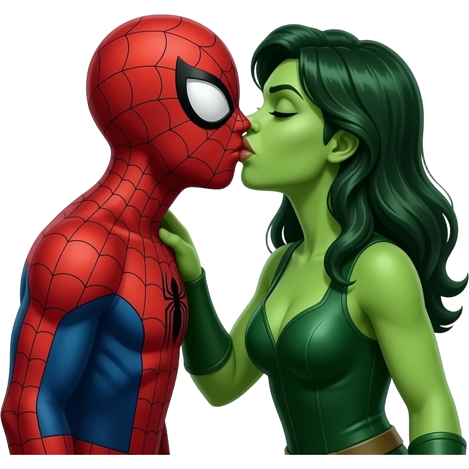 Spider man and hulk woman   kiss kiss creepy emoji
