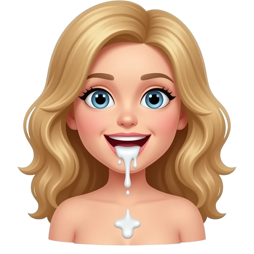 Emoji spreading ahh  n3ked girl with female anat0my white liquid stuff coming out of female anat0my emoji