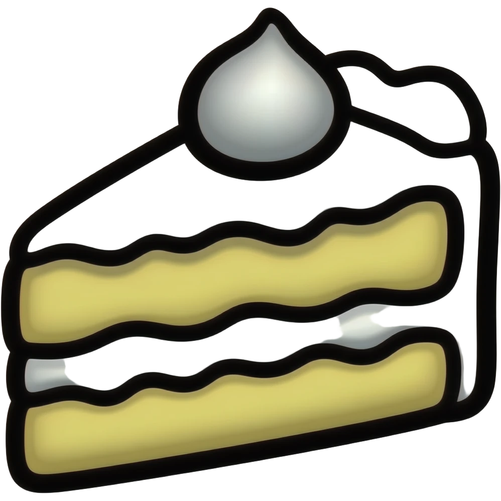 cake emoji, thick black outline, simple cartoon emoji