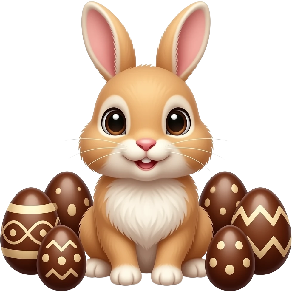 bunny cute baby while chocolate easter :3 emoji