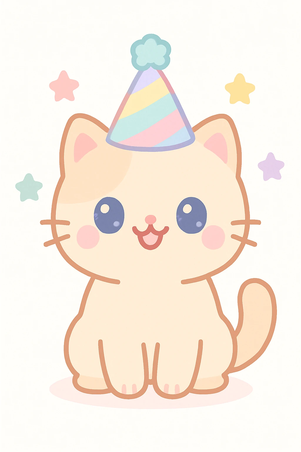 happy cat in a birthday hat emoji