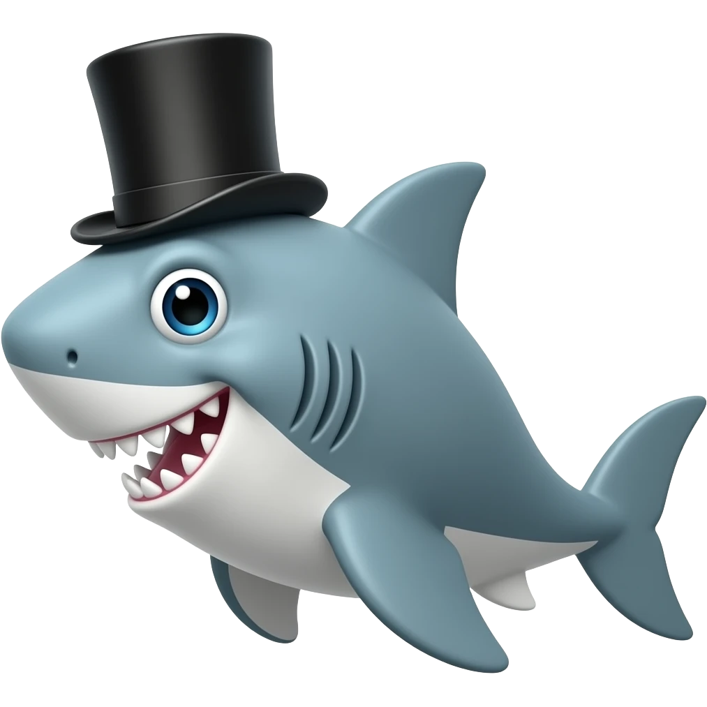 Shark with a top hat emoji
