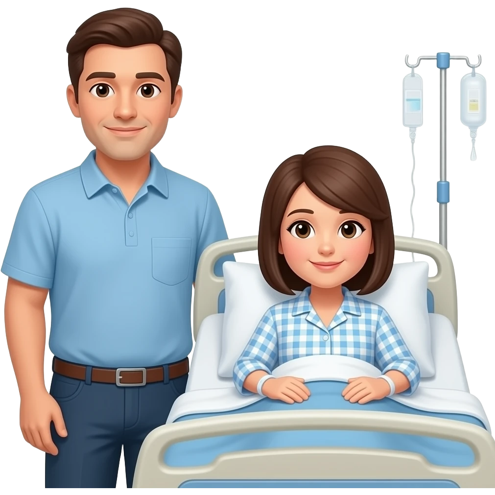 husband by the hospital bedside of wife emoji