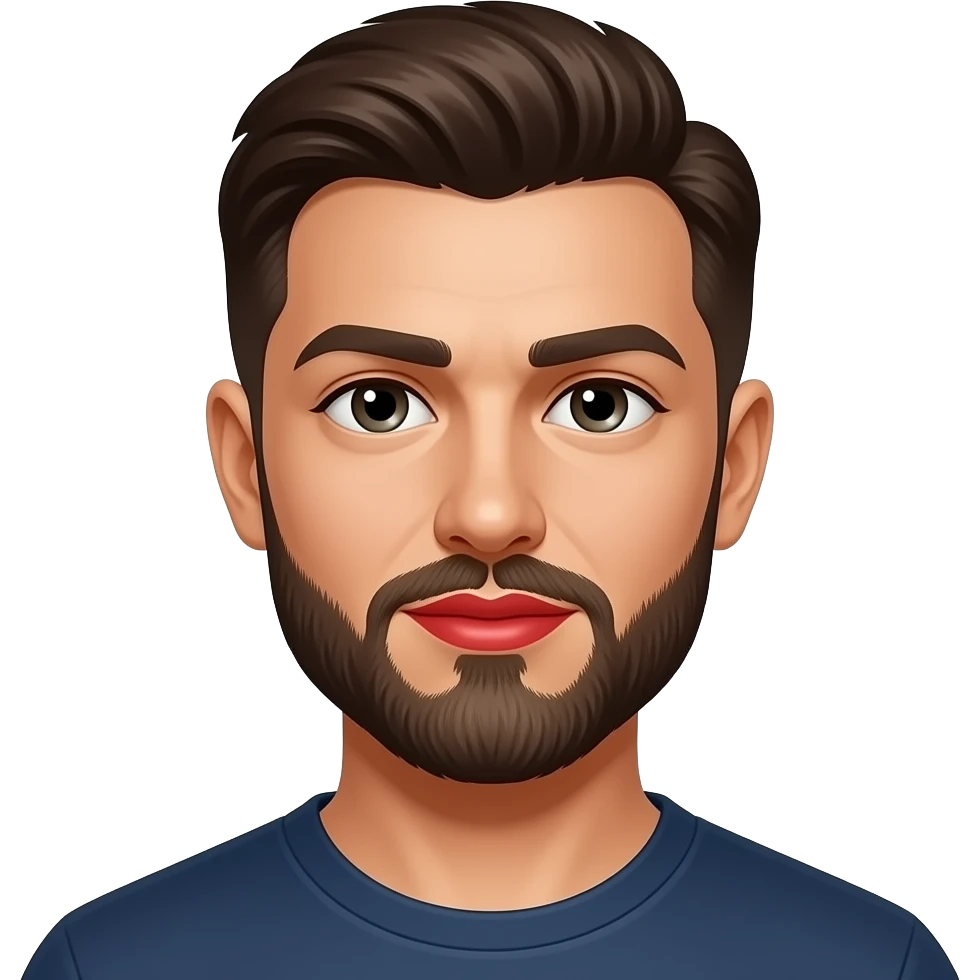 Man with beard with red lipstick emoji