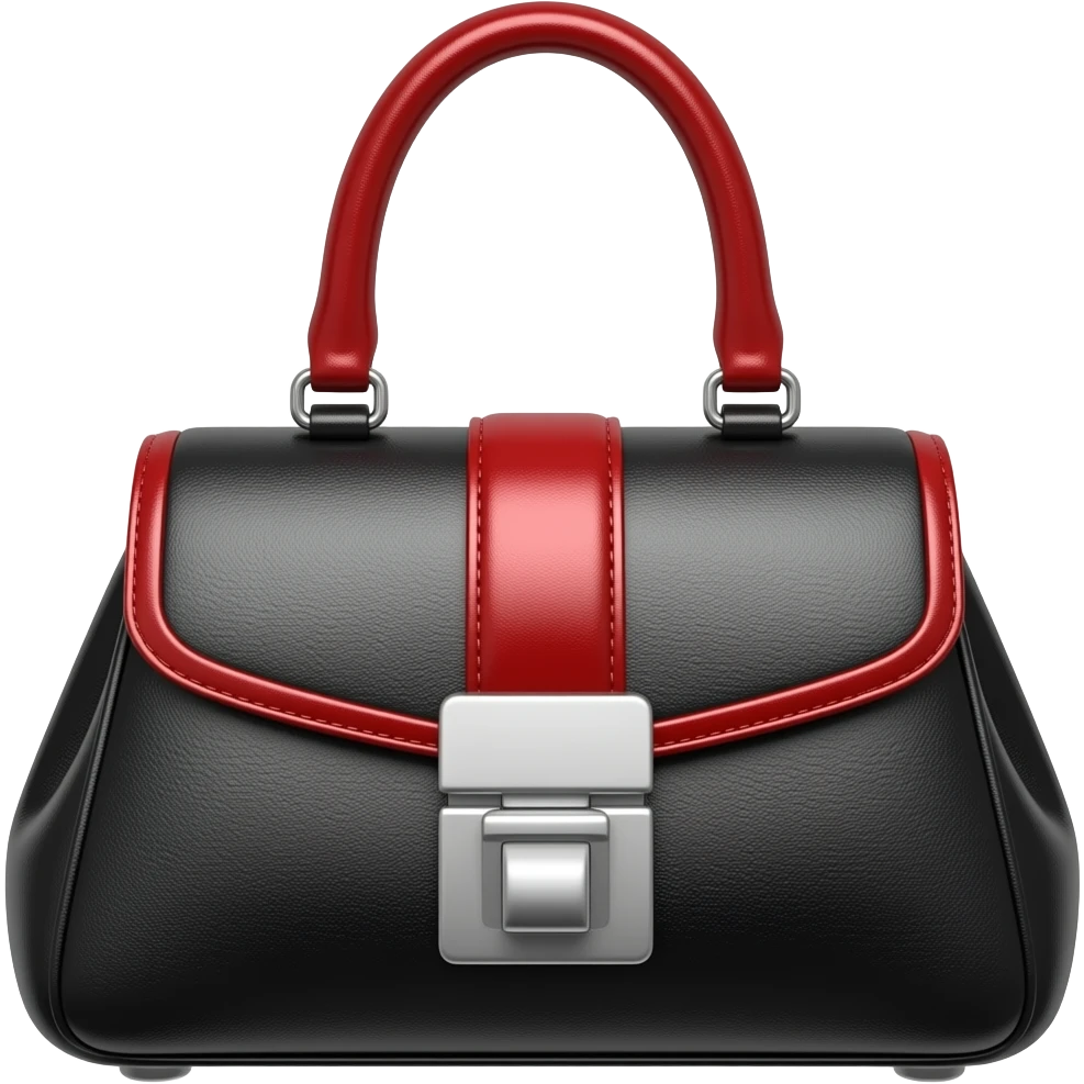 black and red handbag with silver emoji