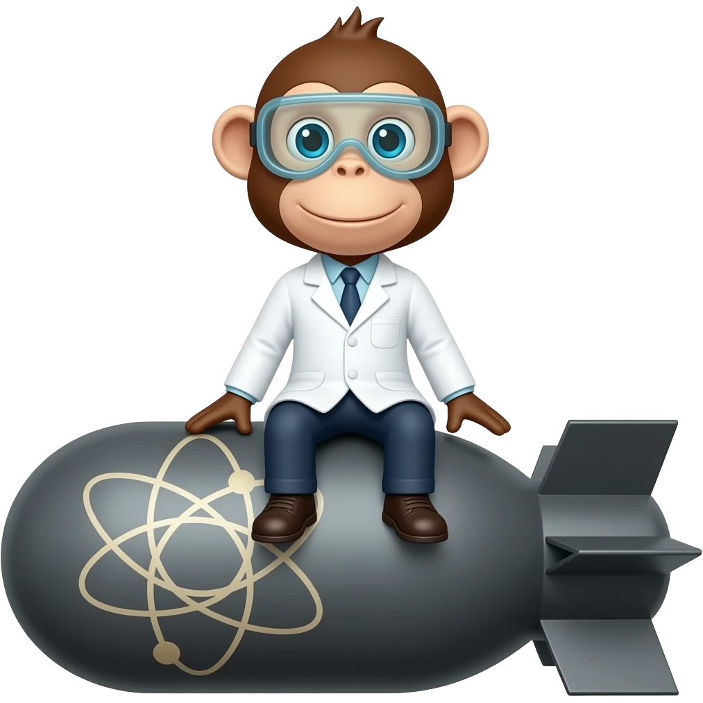 мавпа науковець сидить на атомній бомбі emoji