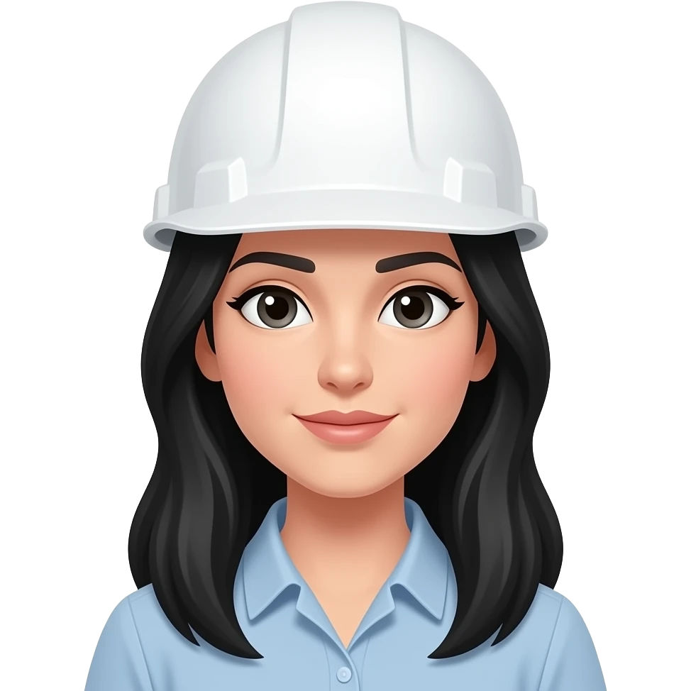 Arquitecta, cabello negro y largo con casco blanco emoji